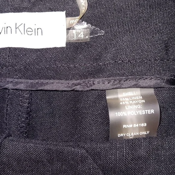CALVIN KLEIN LINEN BLEND WOMEN'S PANTS - Picture 6 of 7